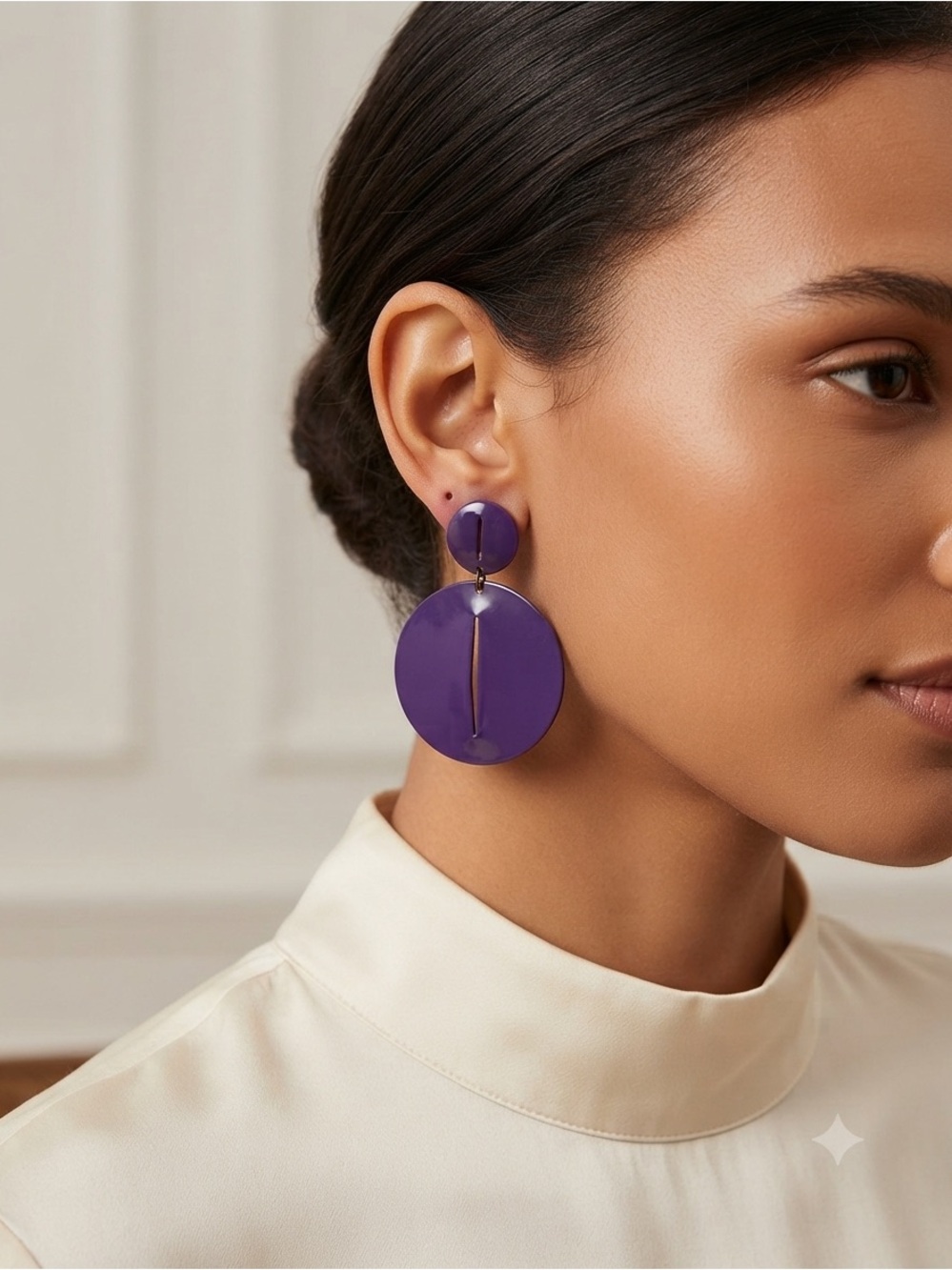 Modern Purple Double Drop Earrings